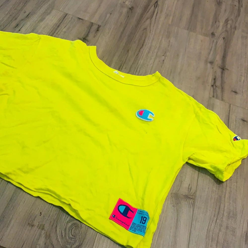 bright yellow champion crop top